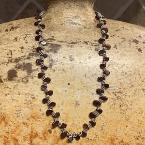 Sterling Silver and Pyrope Garnet Handmade Necklace